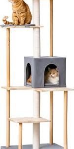 Mwpo 木製キャットタワー - おしゃれな猫の遊び場