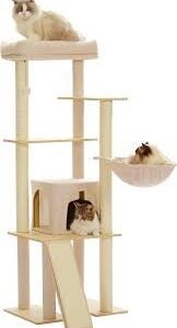 おしゃれなスリム木製キャットタワー