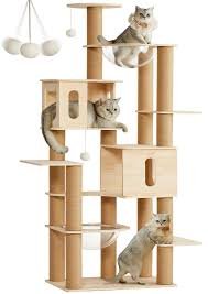 Amazon | REIBII 木製スリムキャットタワー